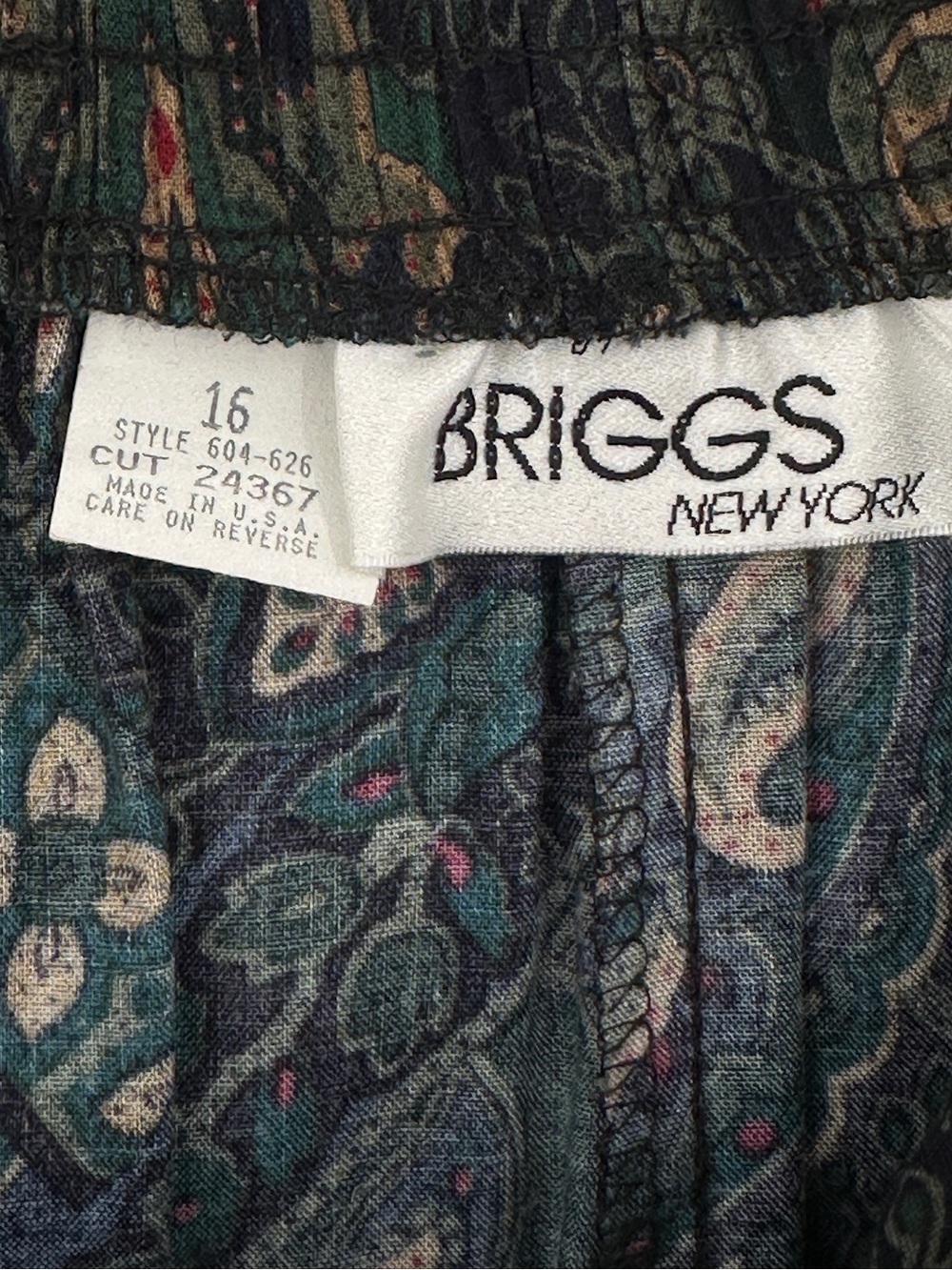 Vintage 90s Briggs New York Paisley Midi Skirt Size 16 Whimsigoth Belted - Picture 11 of 13